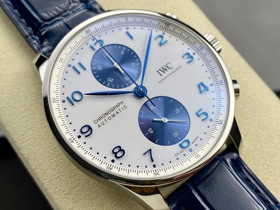 IWC Portugieser Chronograph IW371620 Swiss 1:1 Grade – White Dial & Blue Strap - Image 3