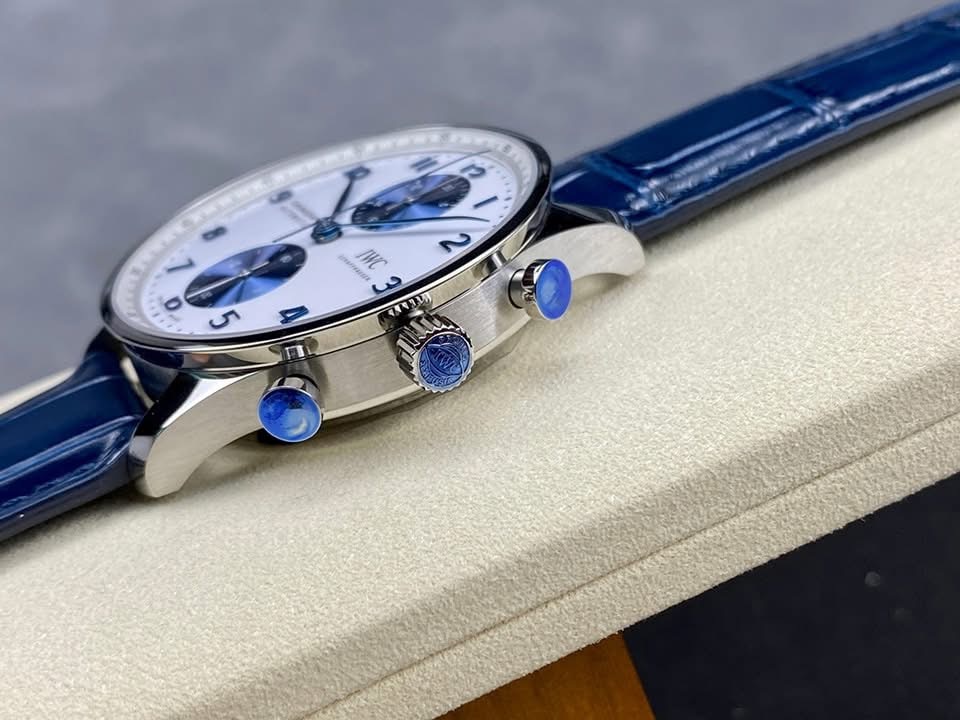 IWC Portugieser Chronograph IW371620 Swiss 1:1 Grade – White Dial & Blue Strap - Image 7