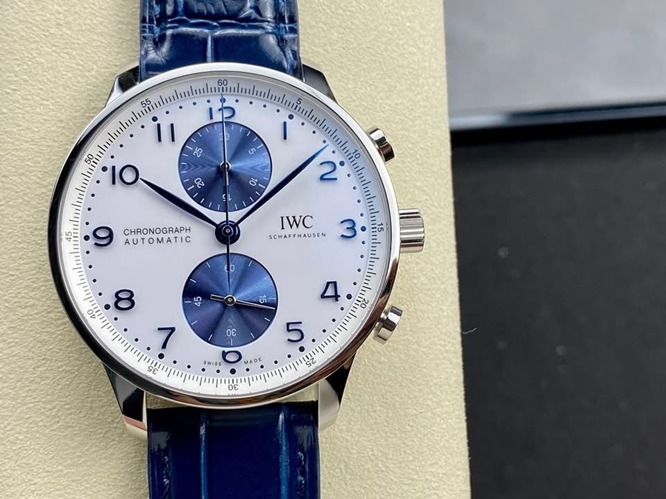 IWC Portugieser Chronograph IW371620 Swiss 1:1 Grade – White Dial & Blue Strap - Image 5