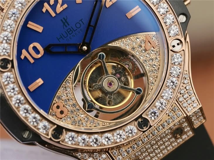Hublot Big Bang Tourbillon Swiss 1:1 Grade – Blue Dial & Rose Gold Tone with Diamond Bezel - Image 2
