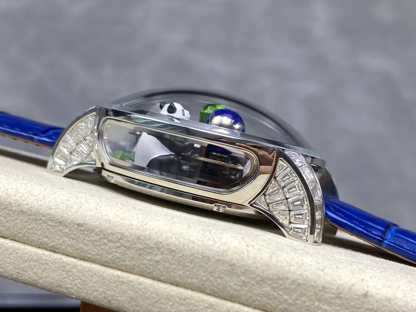 Jacob & Co. Astronomia Art Panda Baguette – Swiss 1:1 Grade Watch, Silver with Diamond Case & Panda Sculptures - Image 4