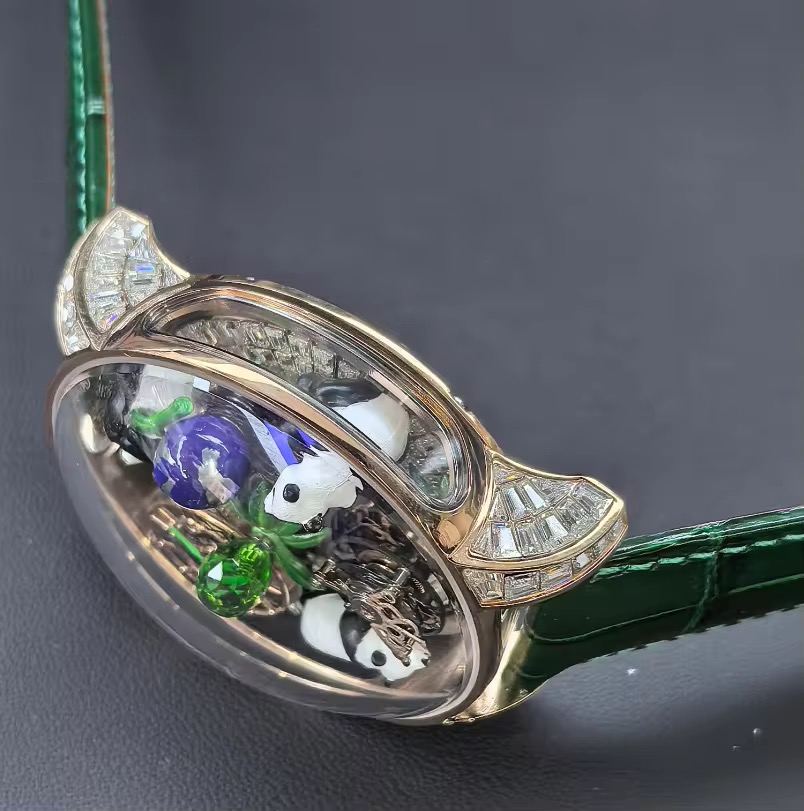 Jacob & Co. Astronomia Art Panda Baguette – Swiss 1:1 Grade Watch, Rose Gold with Diamond Case & Panda Sculptures - Image 5
