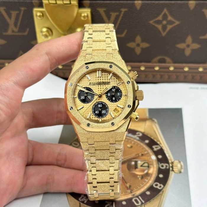 Audemars Piguet Royal Oak Chronograph 26240 Frosted Gold Yellow Dial 41mm Swiss 1:1 Grade Luxury Watch