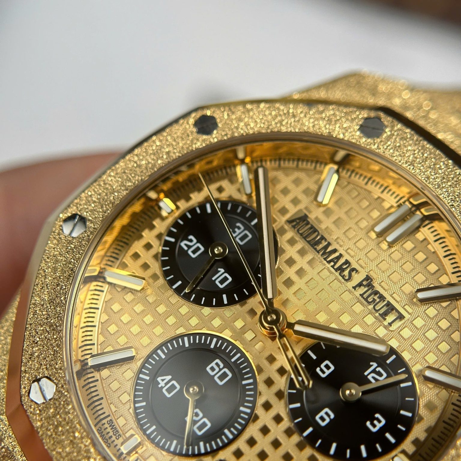 Audemars Piguet Royal Oak Chronograph 26240 Frosted Gold Yellow Dial 41mm Swiss 1:1 Grade Luxury Watch - Image 7