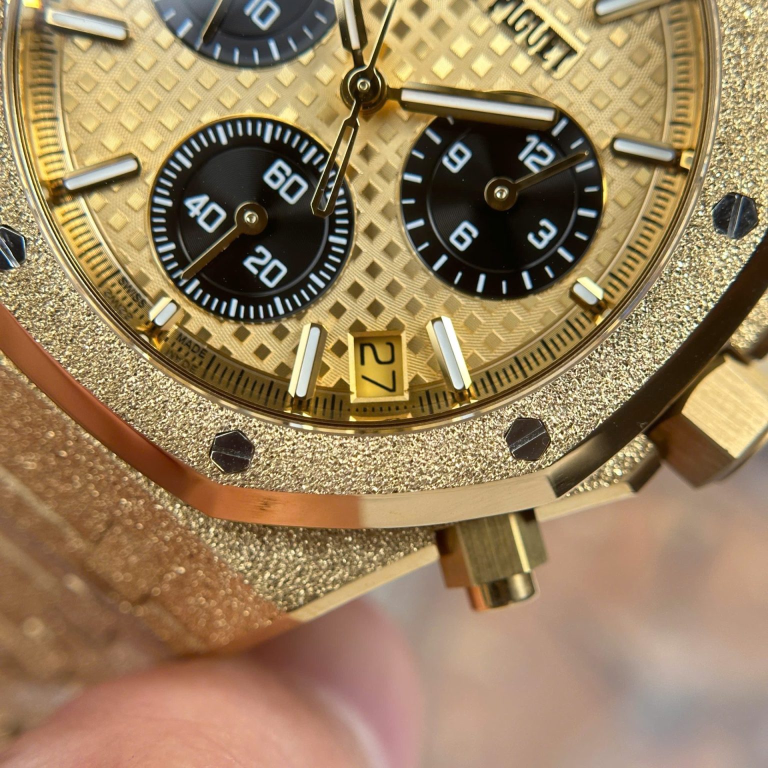 Audemars Piguet Royal Oak Chronograph 26240 Frosted Gold Yellow Dial 41mm Swiss 1:1 Grade Luxury Watch - Image 10