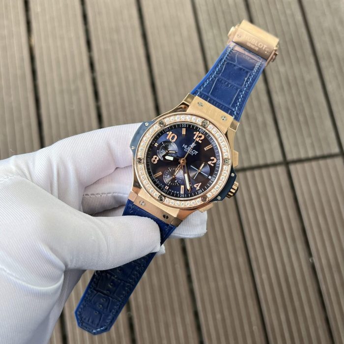 Hublot Big Bang Chronograph King Gold Blue Diamond Bezel 44mm Swiss 1:1 Grade Luxury Watch