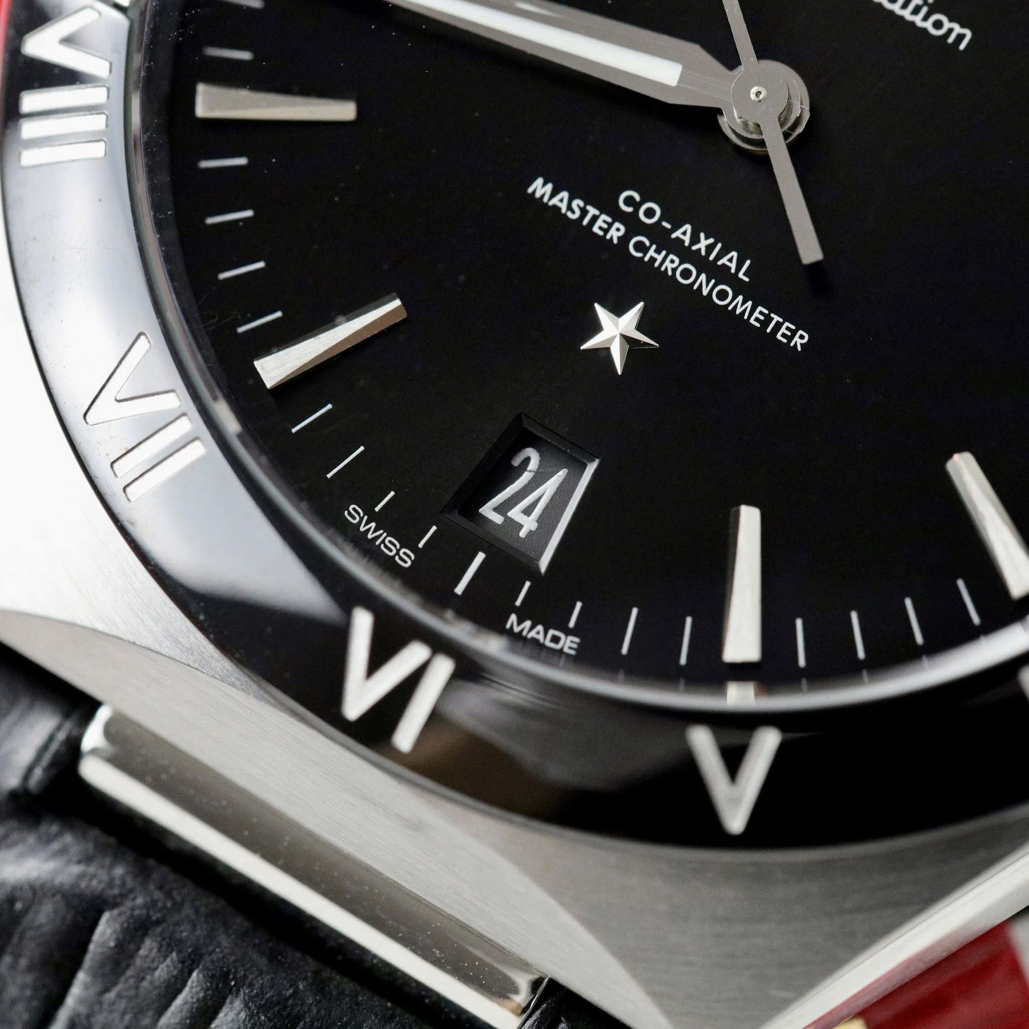 Omega Constellation Co-Axial Master Chronometer Swiss 1:1 Grade Luxury Replica Watch Black Dial Black Leather Strap - Image 5