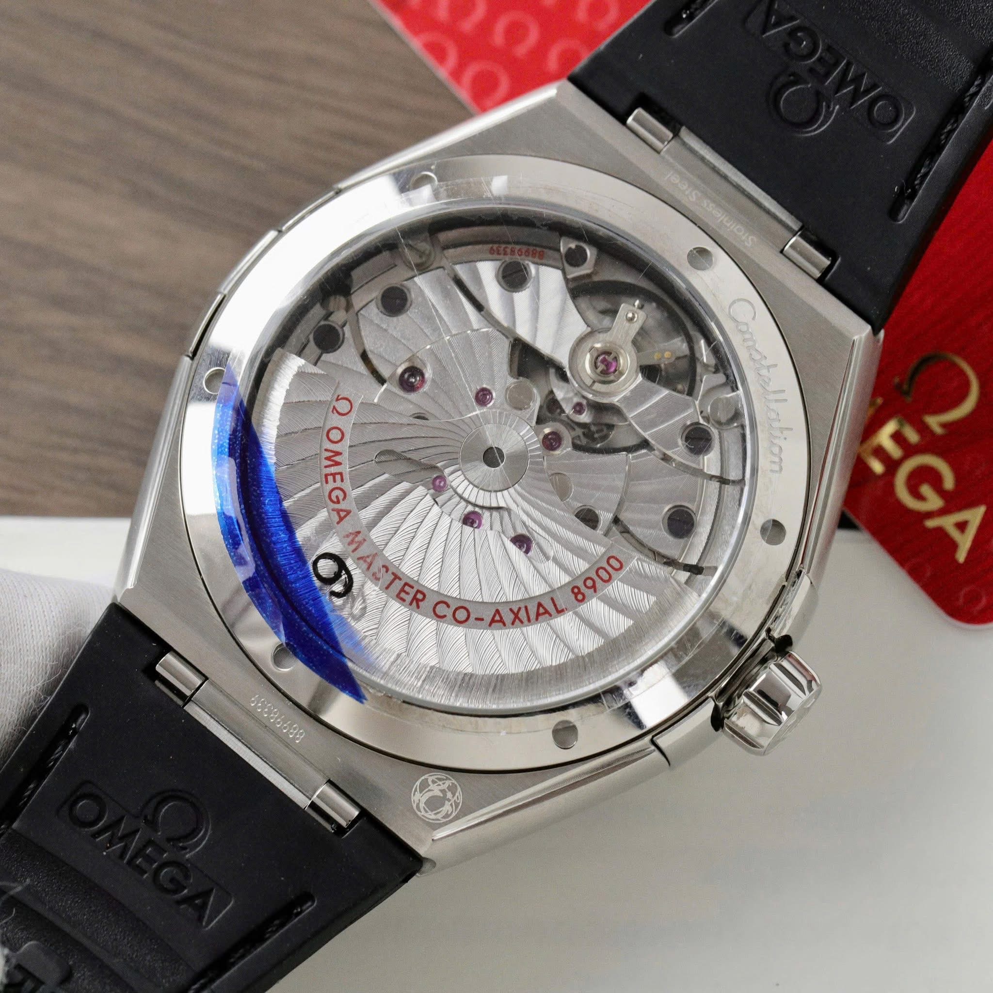 Omega Constellation Co-Axial Master Chronometer Swiss 1:1 Grade Luxury Replica Watch Black Dial Black Leather Strap - Image 6