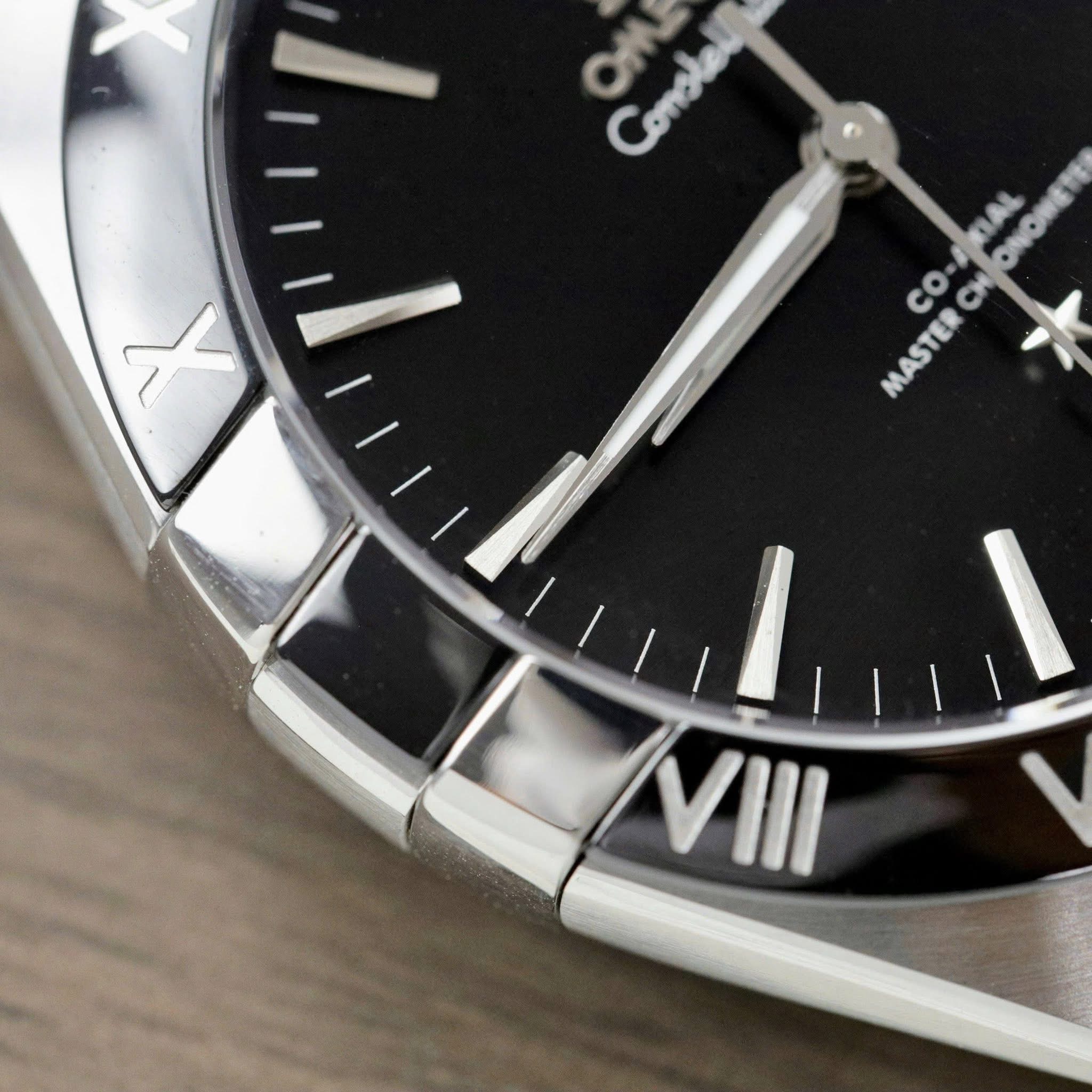 Omega Constellation Co-Axial Master Chronometer Swiss 1:1 Grade Luxury Replica Watch Black Dial Black Leather Strap - Image 9