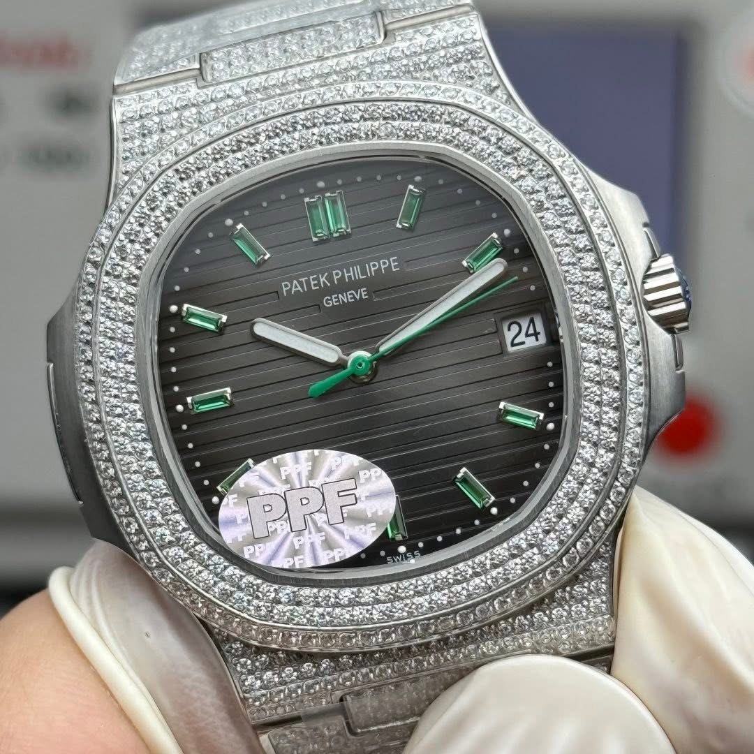 Patek Philippe Nautilus Full Diamond Edition – Swiss 1:1 Grade Luxury Replica Watch - Image 3