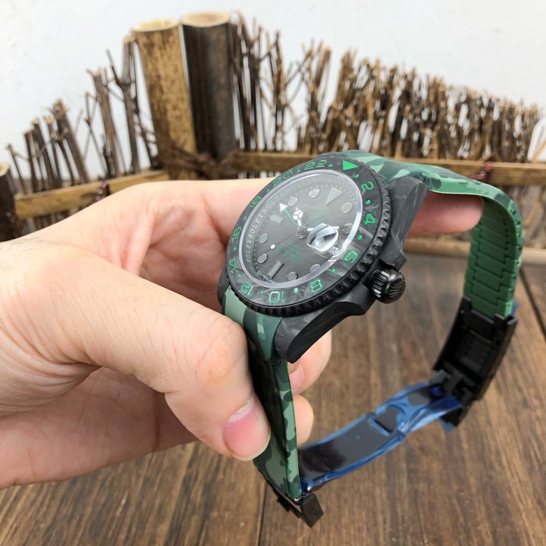 Rolex GMT-Master II Custom Edition – Carbon Fiber Case with Camouflage Strap | Swiss 1:1 Grade Automatic - Image 3
