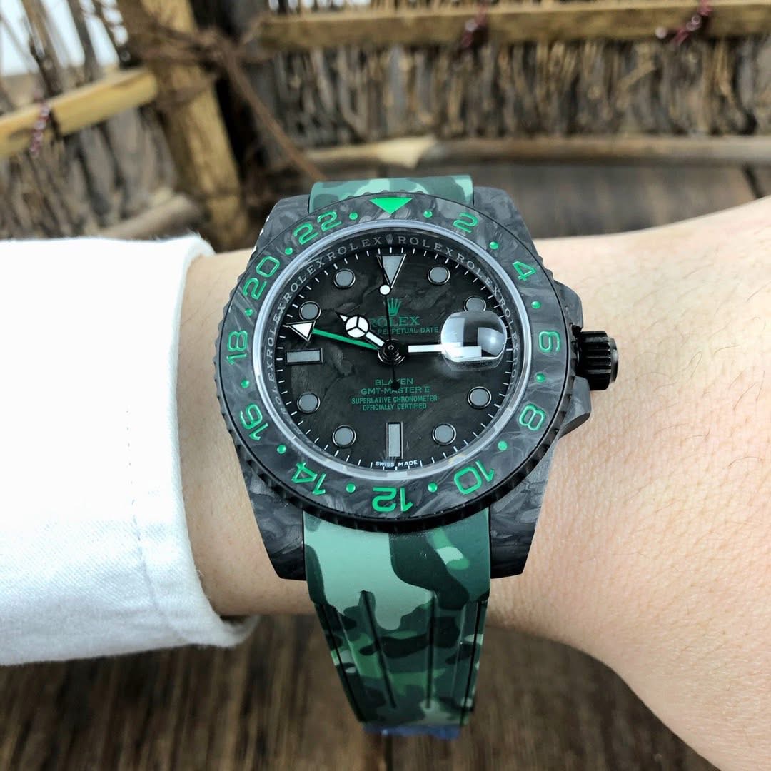 Rolex GMT-Master II Custom Edition – Carbon Fiber Case with Camouflage Strap | Swiss 1:1 Grade Automatic - Image 4