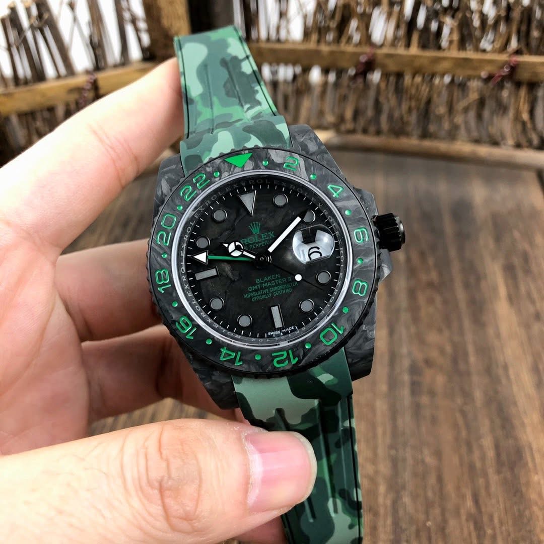 Rolex GMT-Master II Custom Edition – Carbon Fiber Case with Camouflage Strap | Swiss 1:1 Grade Automatic - Image 9