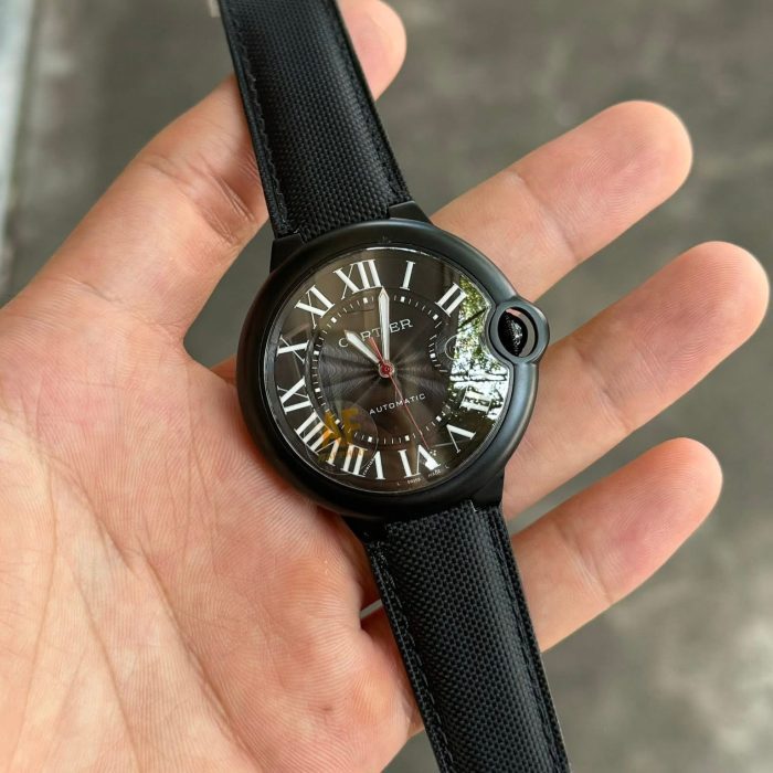 Cartier Ballon Bleu Carbon 42mm – Black Dial & Black Fabric Strap | Ref. WSBB0015 | Swiss 1:1 Grade Luxury Replica Watch