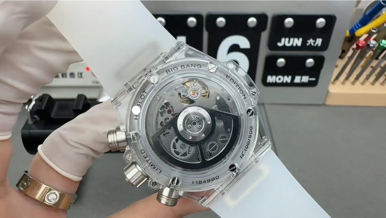 Hublot Big Bang Unico Sapphire Rainbow – Transparent Case & Rainbow Gemstone Bezel | Swiss 1:1 Grade Luxury Replica Watch - Image 4