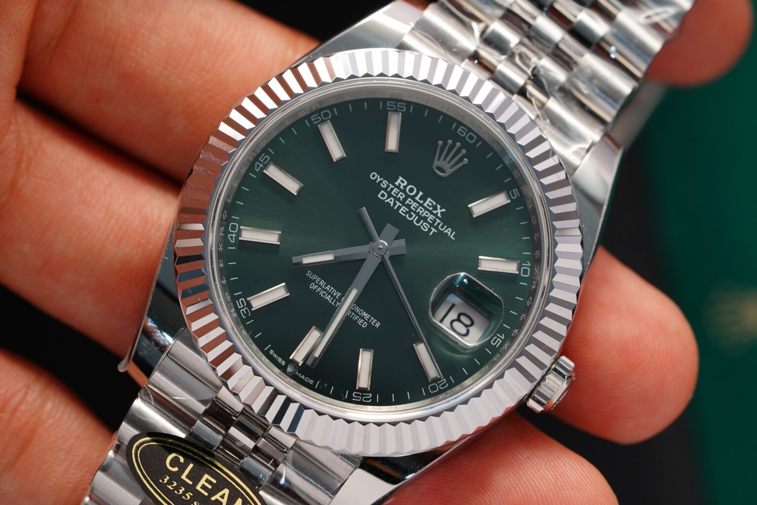 Rolex DateJust 41mm – Green Dial | Swiss 1:1 Grade Automatic Replica Watch - Image 4