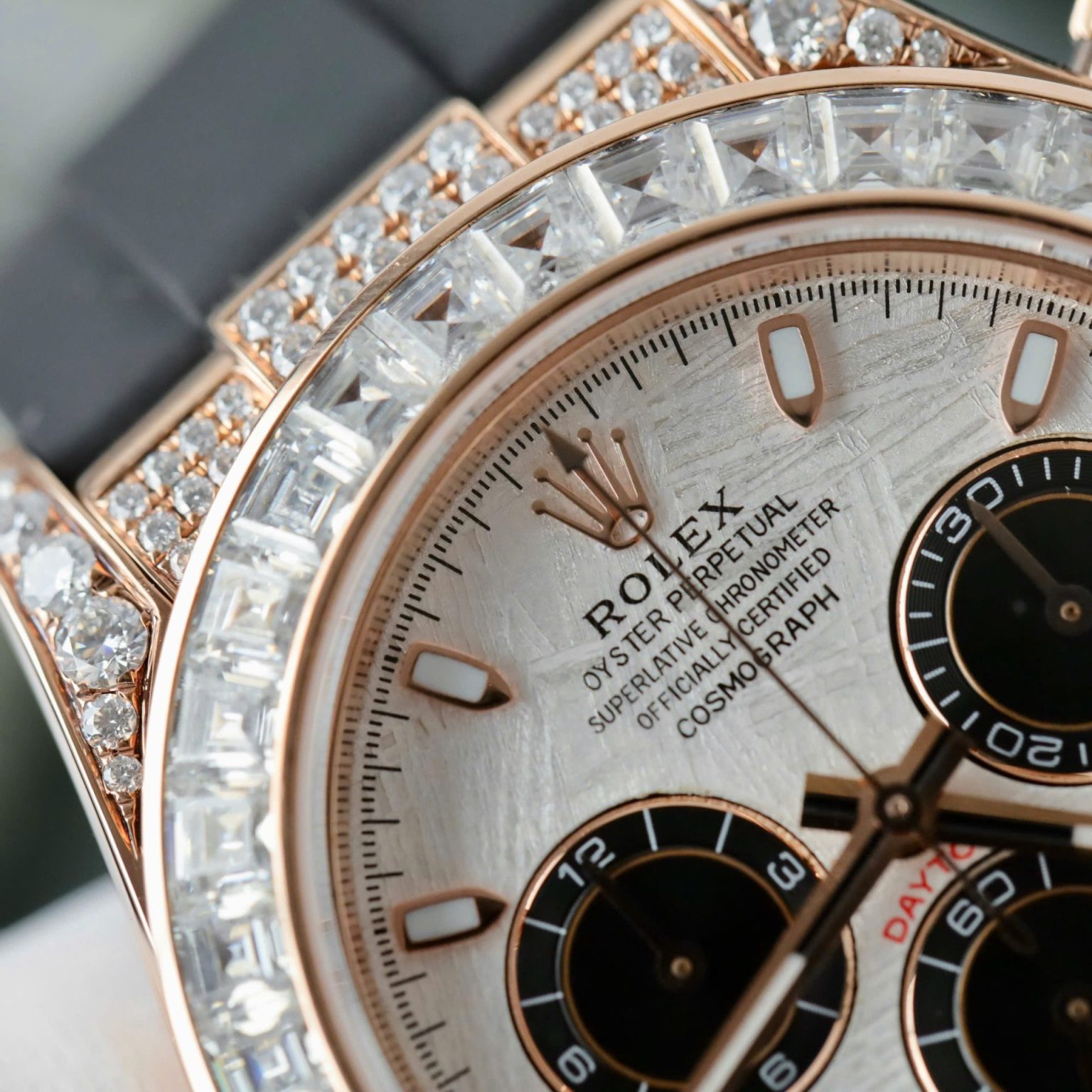 Rolex Daytona 40mm – 18K Gold Wrapped with Diamonds Moissanite Baguette | Swiss 1:1 Grade Automatic Replica Watch - Image 4