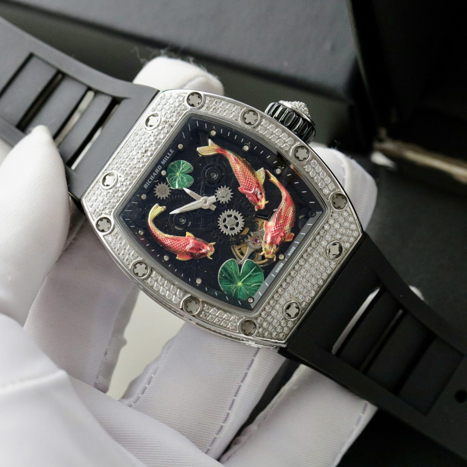 Richard Mille 42mm Replica Watch | Black Rubber Strap | Swiss 1:1 Grade Automatic - Image 2