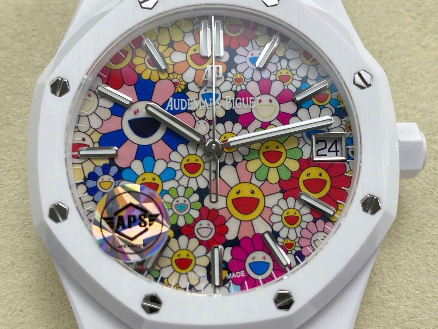 Audemars Piguet 15500 Sunflower – Swiss 1:1 Grade White Ceramic Watch - Image 4