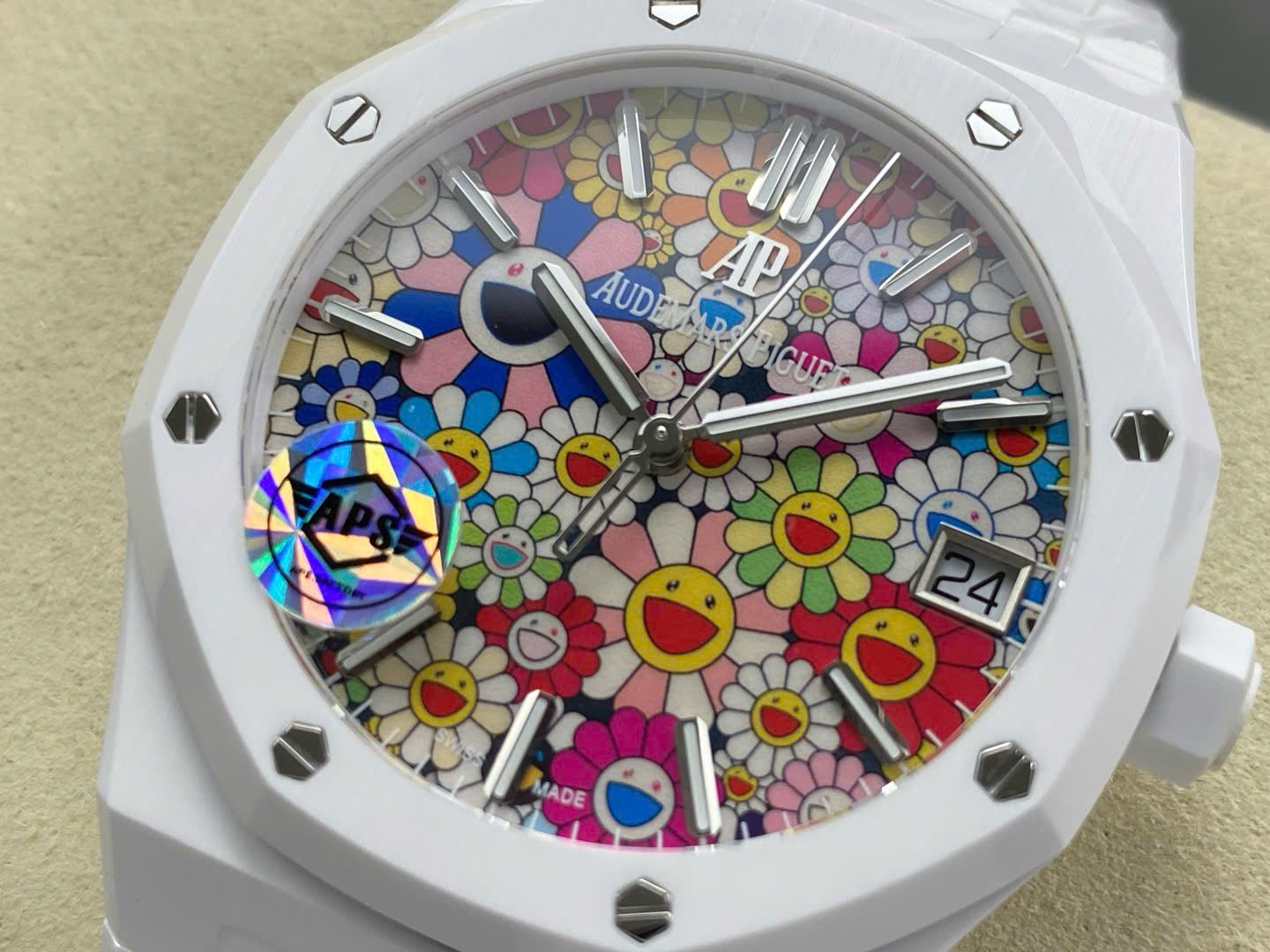 Audemars Piguet 15500 Sunflower – Swiss 1:1 Grade White Ceramic Watch - Image 5