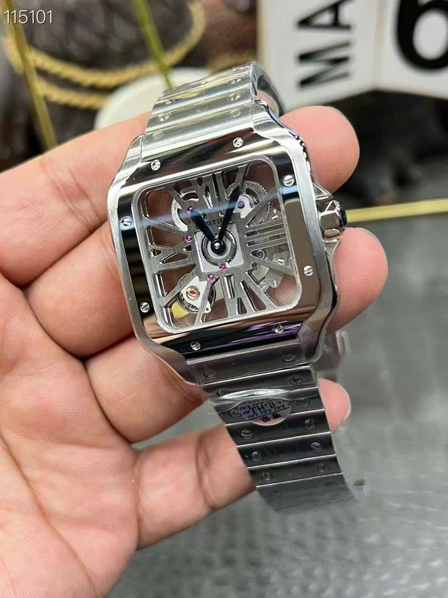 Cartier Santos CRWHSA0015 Skeleton Dial Swiss 1:1 Grade Watch - Image 4
