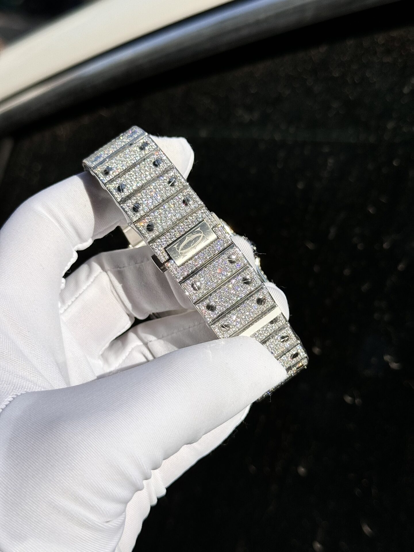 Cartier Santos Full Diamond Moissanite 39.8mm Swiss 1:1 Grade Watch - Image 6