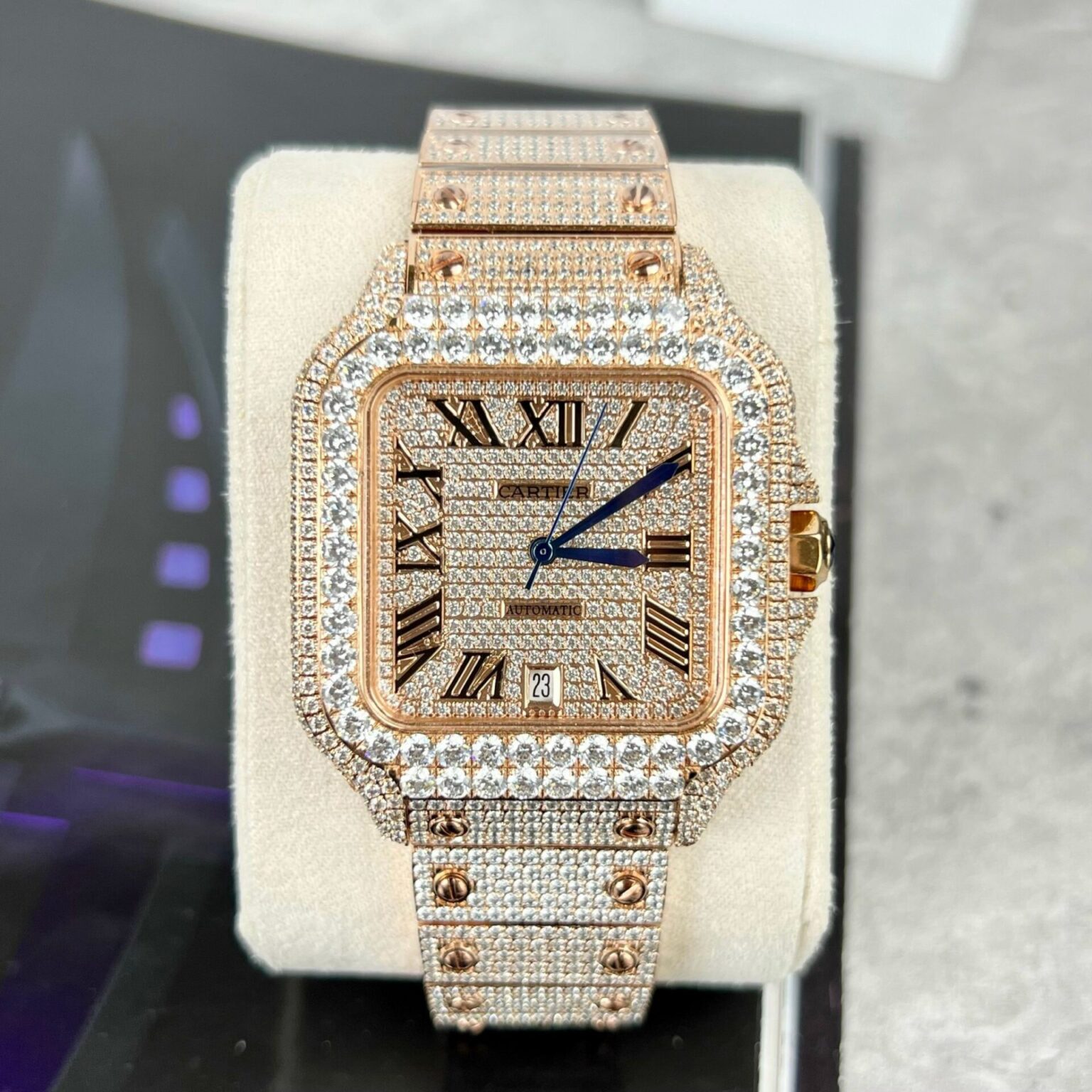 Cartier Santos Men’s Full Diamond 39.8mm Swiss 1:1 Grade Watch