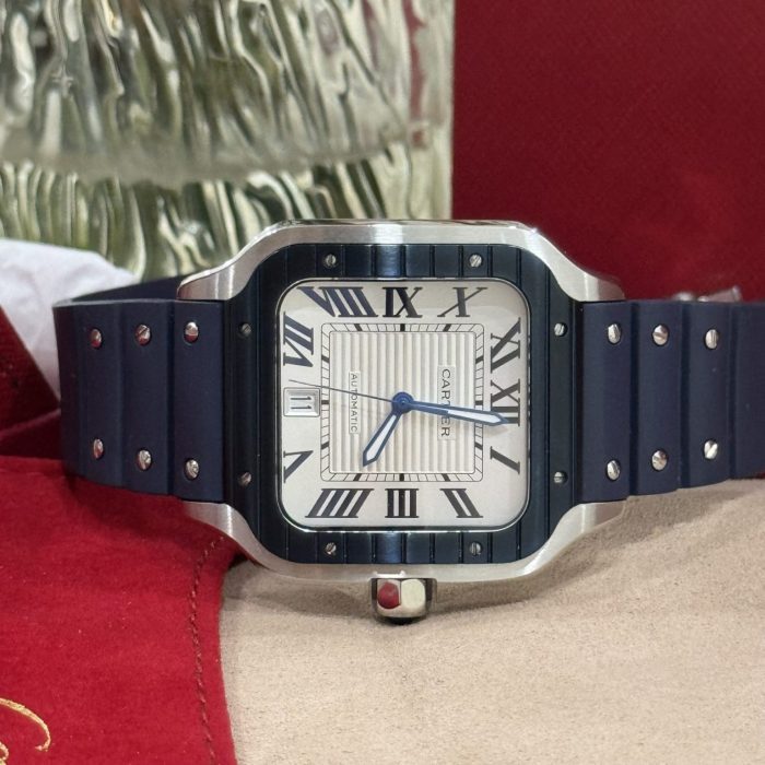 Cartier Santos White Dial Rubber Strap 39.8mm Swiss 1:1 Grade Watch