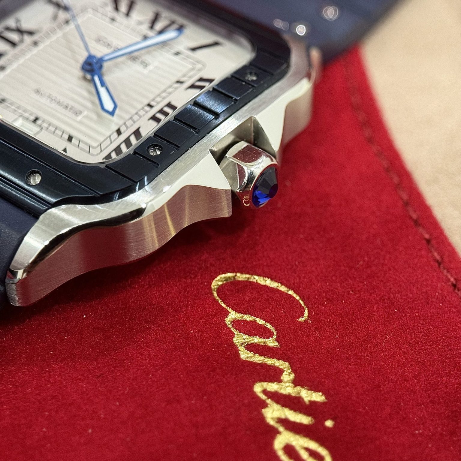 Cartier Santos White Dial Rubber Strap 39.8mm Swiss 1:1 Grade Watch - Image 4