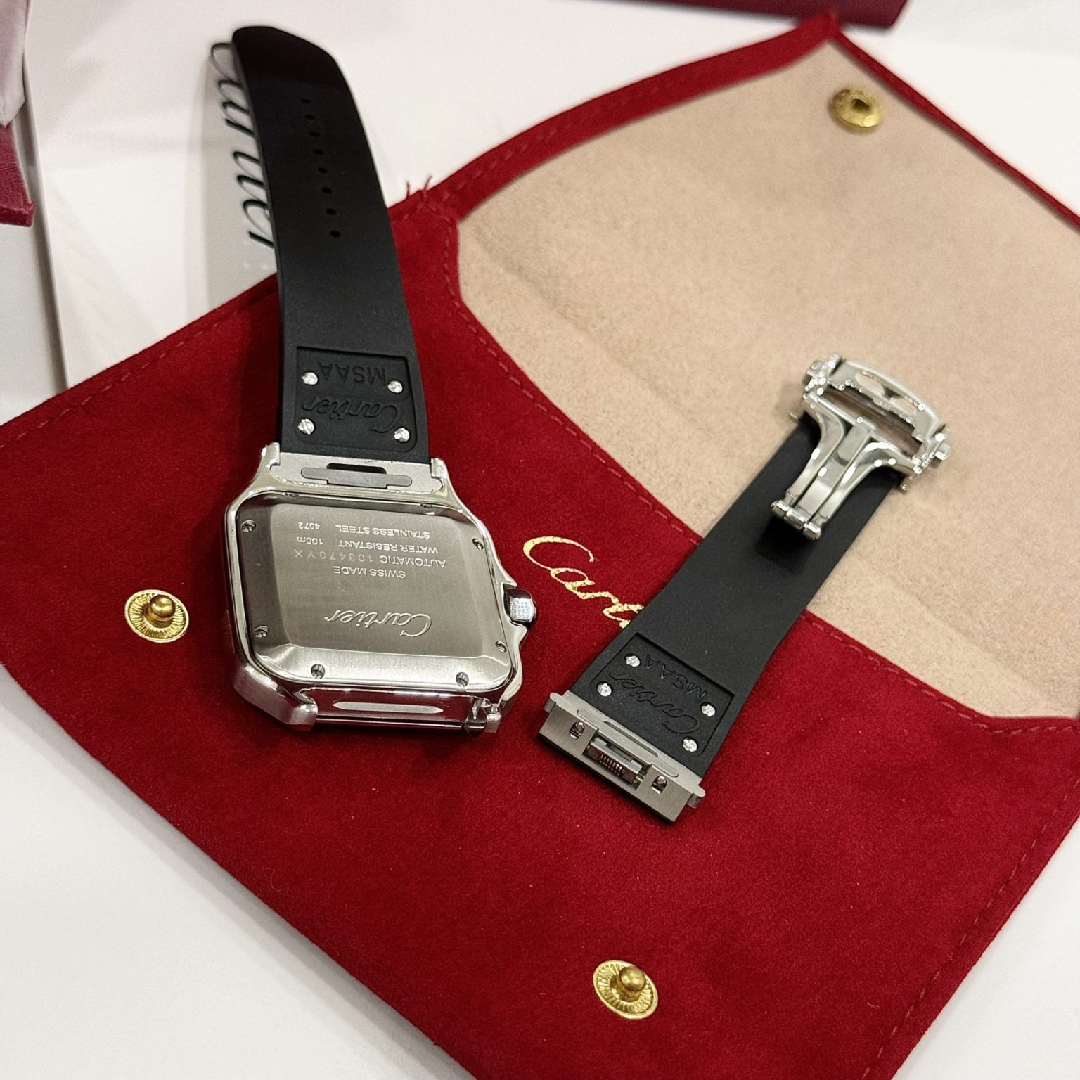 Cartier Santos WSSA0061 Green Dial Rubber Strap 39.8mm Swiss 1:1 Grade Watch - Image 7