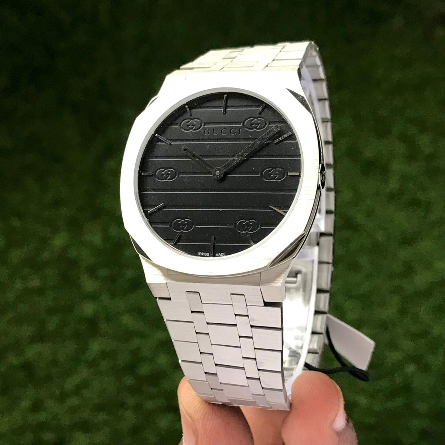 Gucci 25H Thin 38mm Master Grade Stainless Steel Premium Black Dial Watch - Image 3