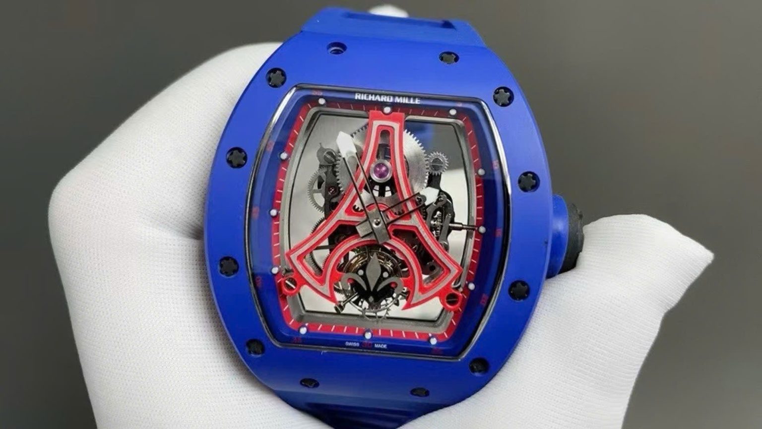 Richard Mille RM52-03 Paris Saint-Germain Tourbillon Ceramic Blue 40x48mm – Swiss 1:1 Grade Watch - Image 3
