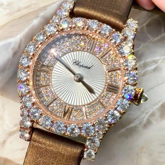 Chopard L’Heure du Diamant 1:1 Grade Ladies Watch – Diamond-Set Bezel & Dial, Brown Strap