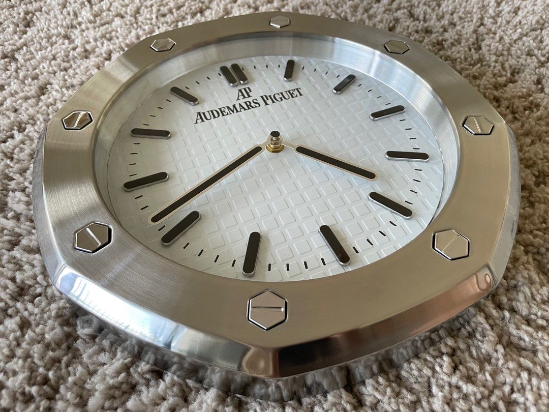 AUDEMARS PIGUET ROYAL OAK STYLE DEALER WALL CLOCK (WHITE “TAPISSERIE” DIAL) - Image 2
