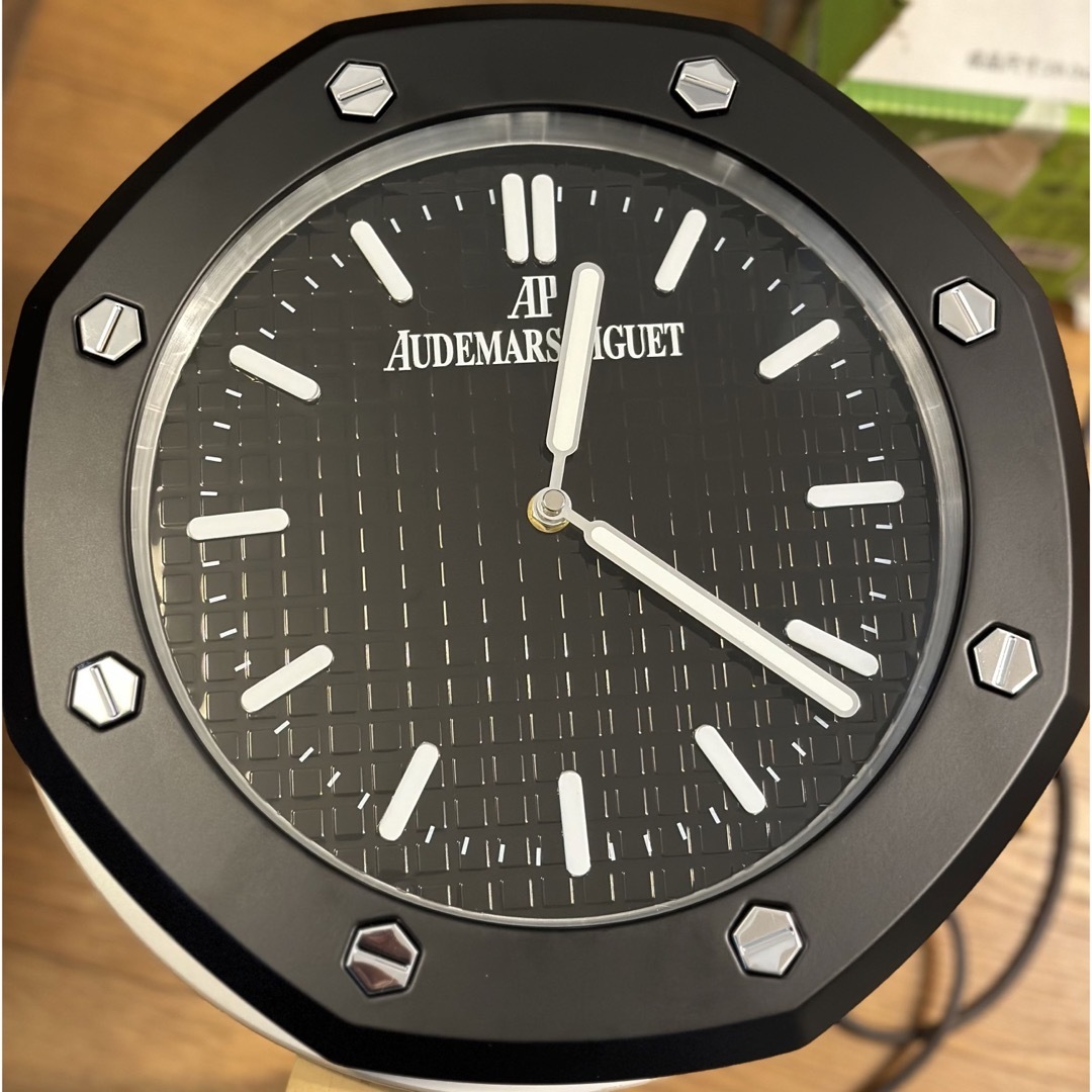 AUDEMARS PIGUET ROYAL OAK STYLE DEALER WALL CLOCK (BLACK “TAPISSERIE” DIAL)