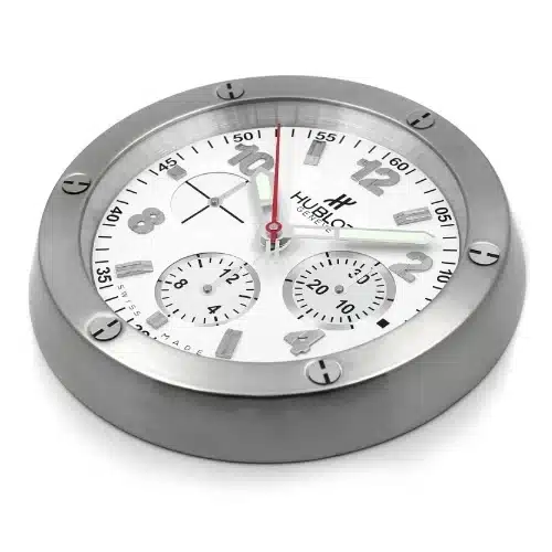HUBLOT BIG BANG STYLE DEALER WALL CLOCK (SILVER BEZEL & WHITE DIAL) - Image 4
