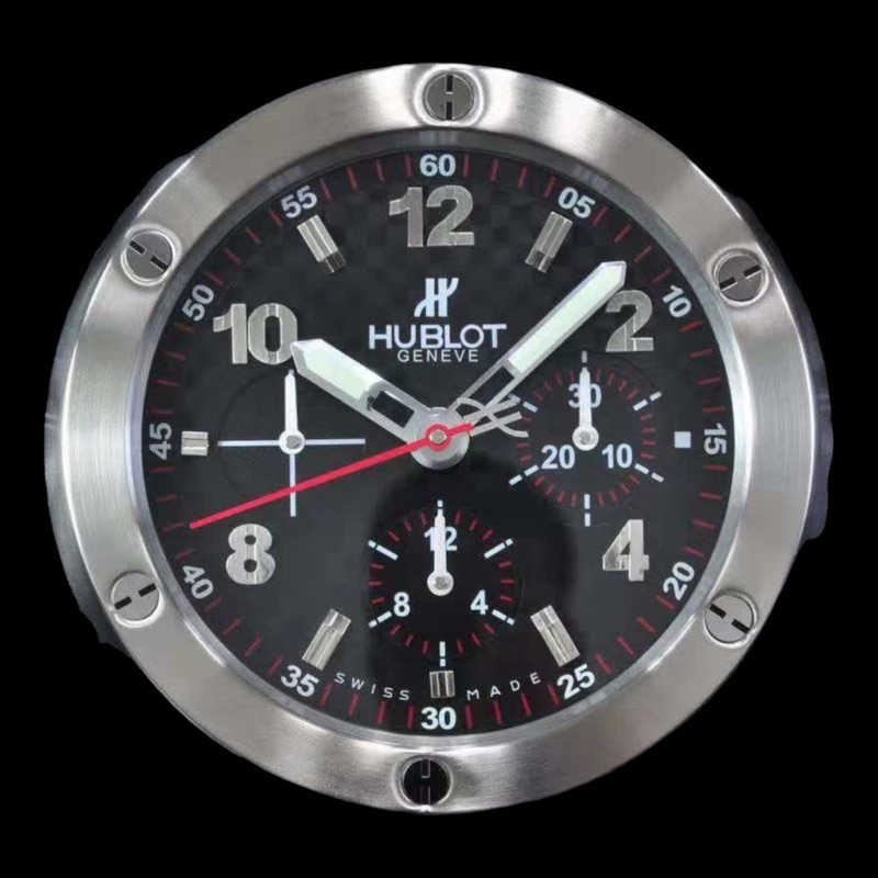 HUBLOT BIG BANG STYLE DEALER WALL CLOCK (BLACK CARBON FIBER DIAL & METALLIC BEZEL)
