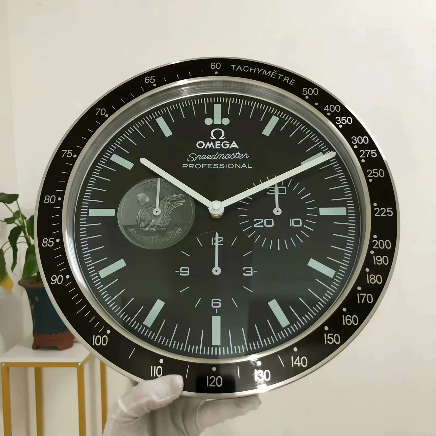 OMEGA SPEEDMASTER APOLLO 11 40TH ANNIVERSARY DEALER WALL CLOCK (BLACK DIAL)