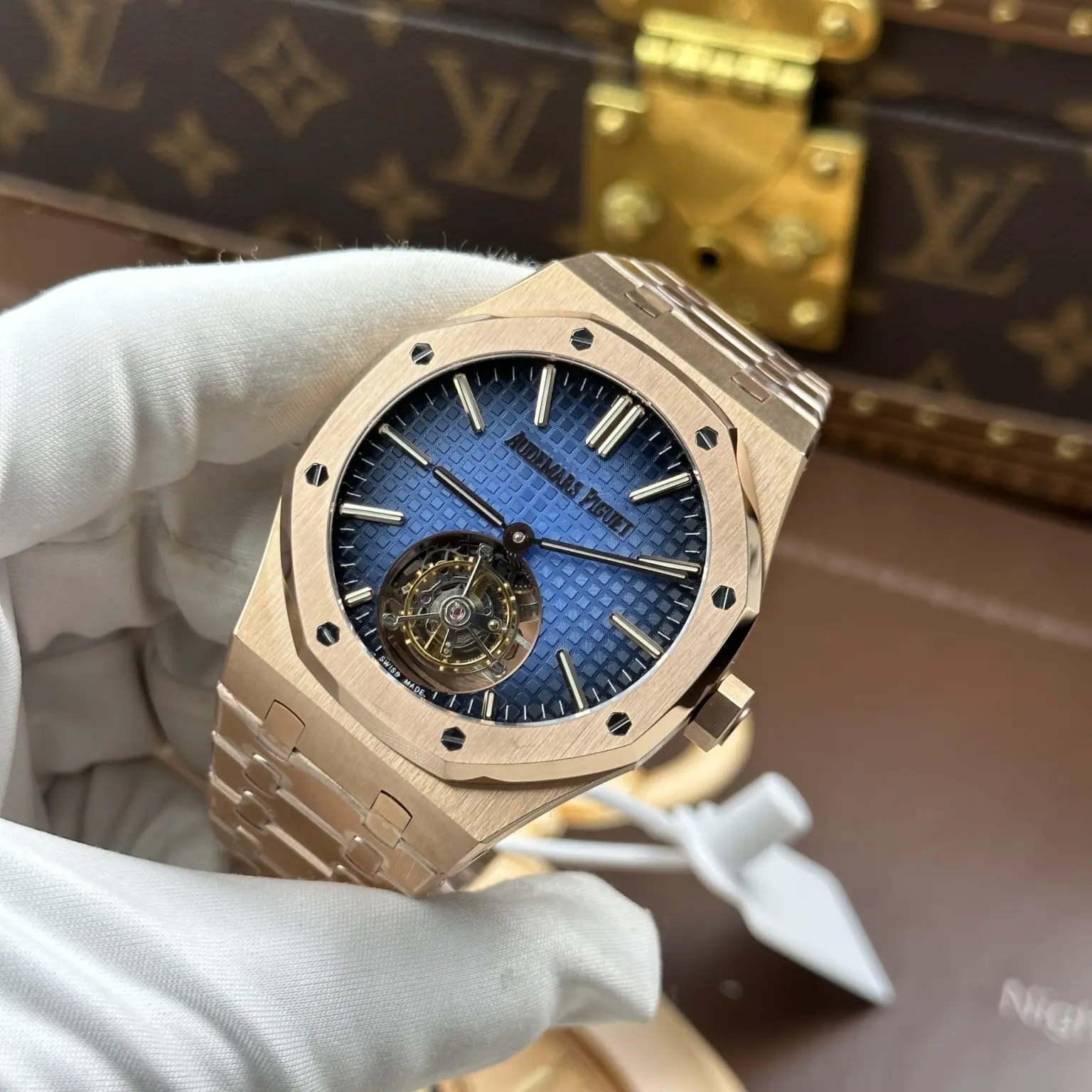 Audemars Piguet Royal Oak Selfwinding Flying Tourbillon Smoke Blue Dial 41mm (Swiss 1:1 Grade Watch) - Image 6