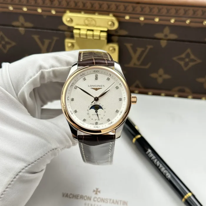 Longines Master Collection Moonphase Automatic Watch – Swiss 1:1 Grade | White Dial | 40mm | Leather Strap