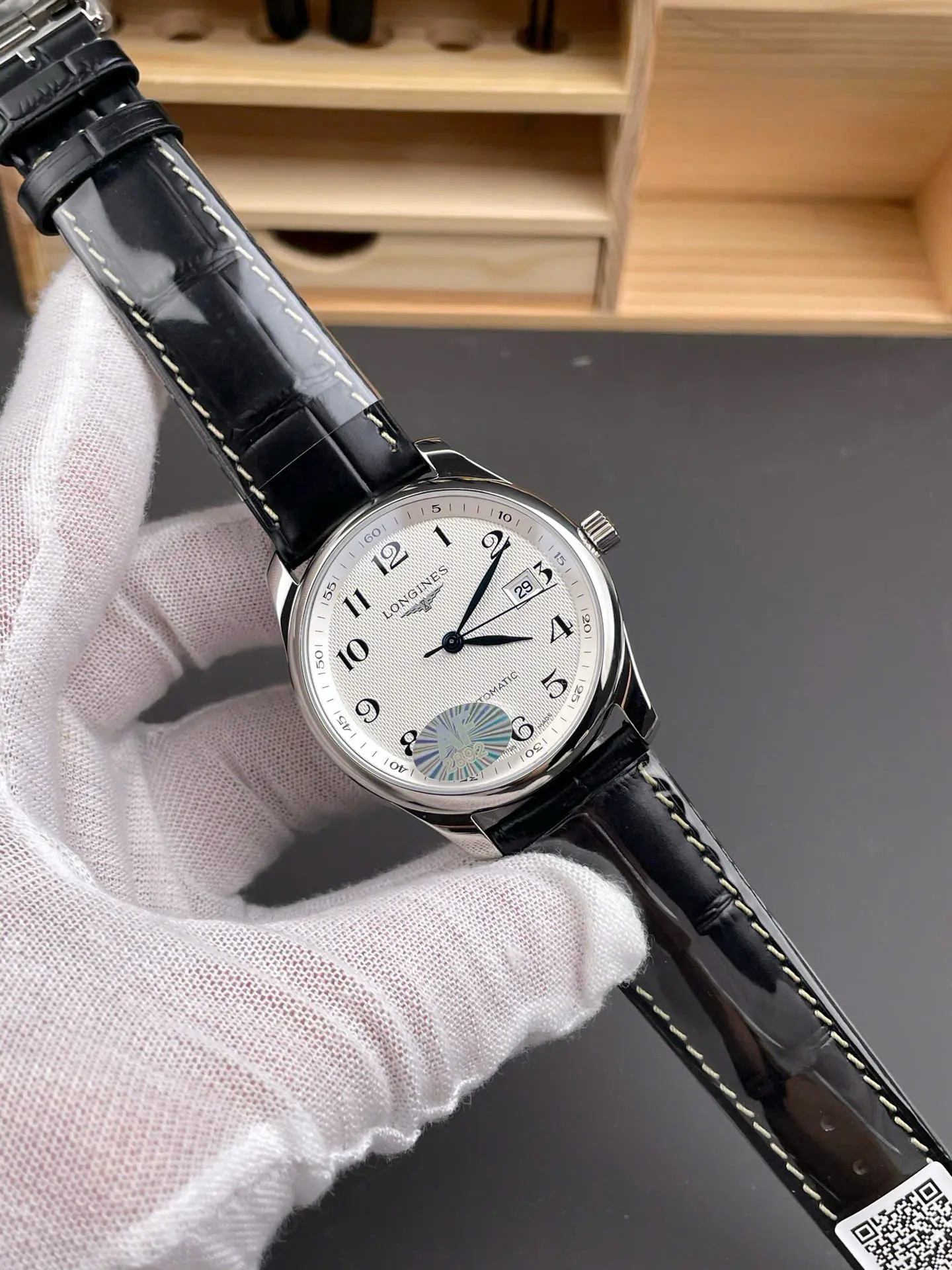 Longines Master Collection Automatic Watch – Swiss 1:1 Grade | Black Dial | 40mm | Black Leather Strap - Image 2