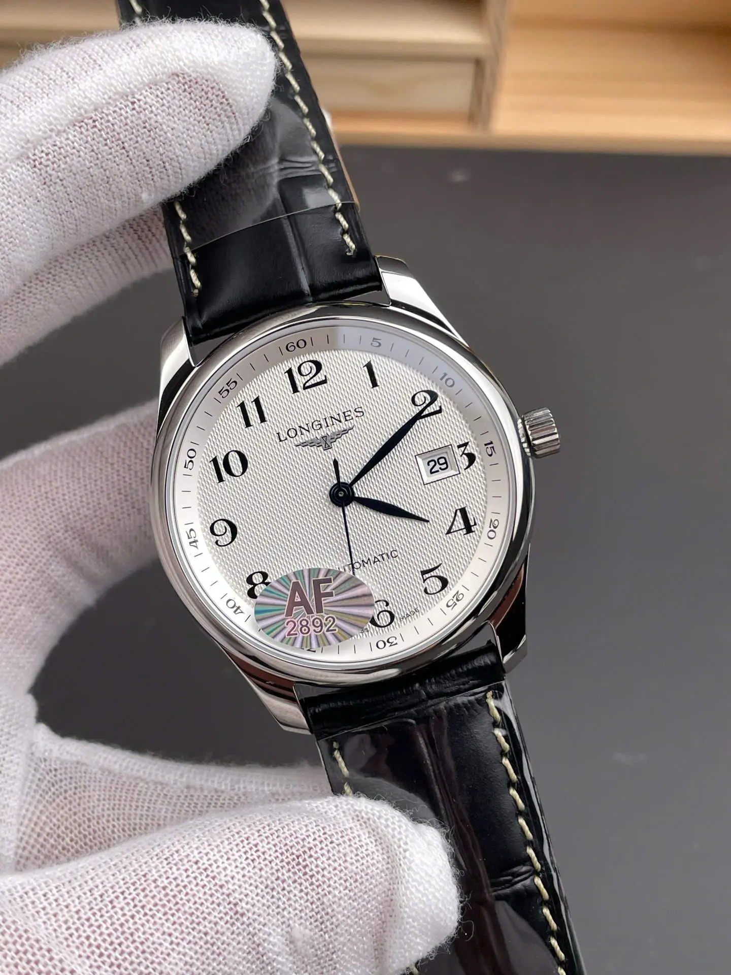 Longines Master Collection Automatic Watch – Swiss 1:1 Grade | Black Dial | 40mm | Black Leather Strap - Image 3