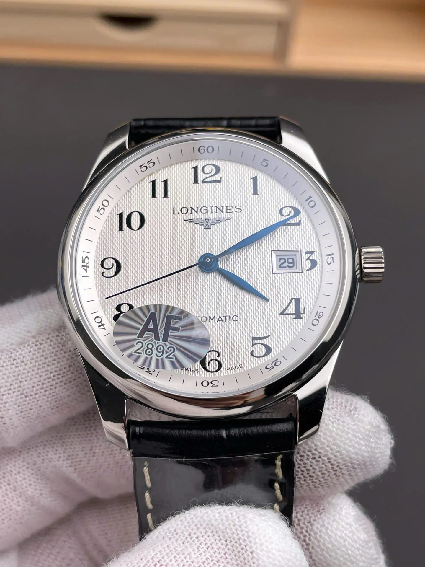 Longines Master Collection Automatic Watch – Swiss 1:1 Grade | Black Dial | 40mm | Black Leather Strap - Image 4
