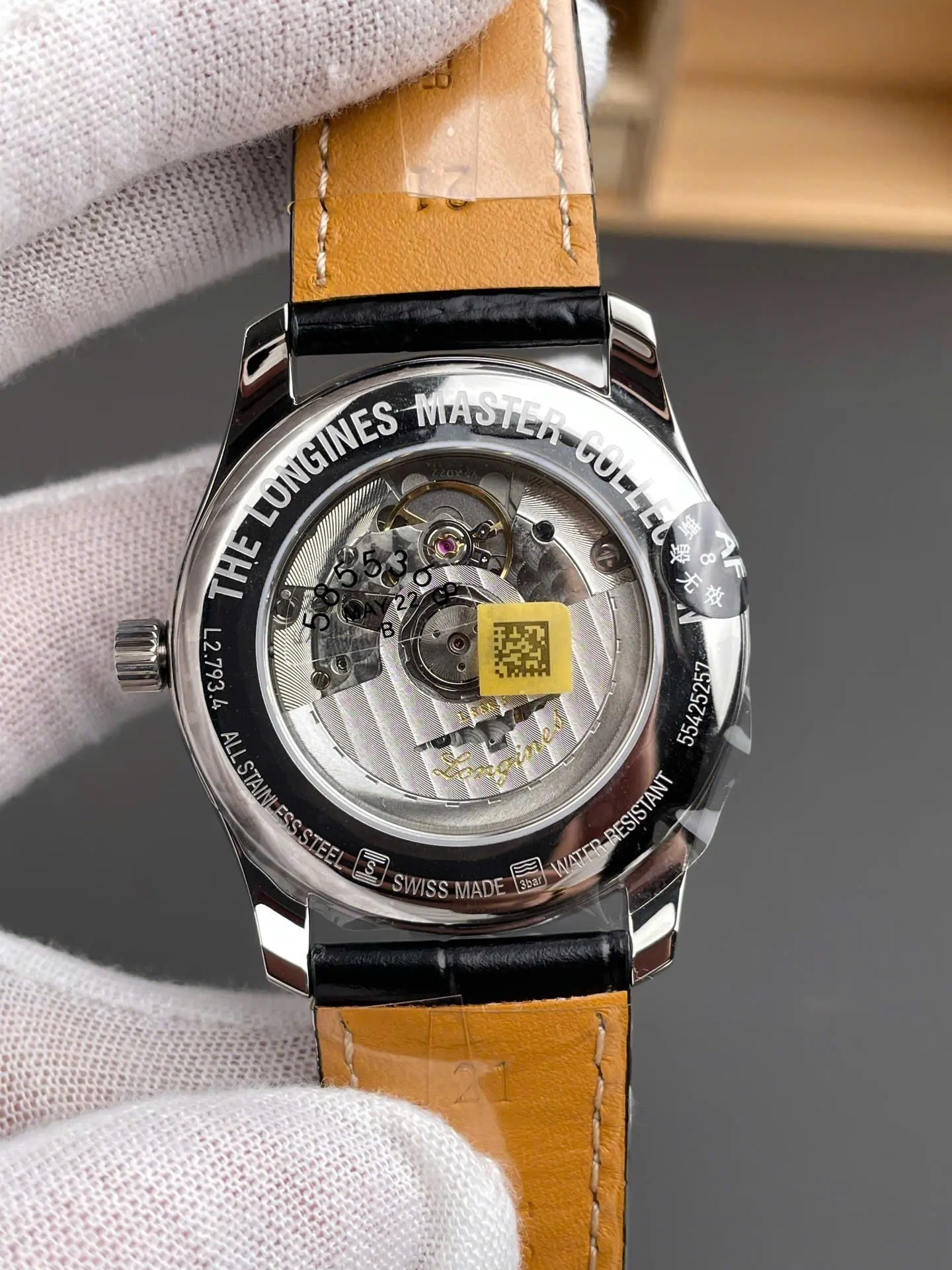 Longines Master Collection Automatic Watch – Swiss 1:1 Grade | Black Dial | 40mm | Black Leather Strap - Image 7