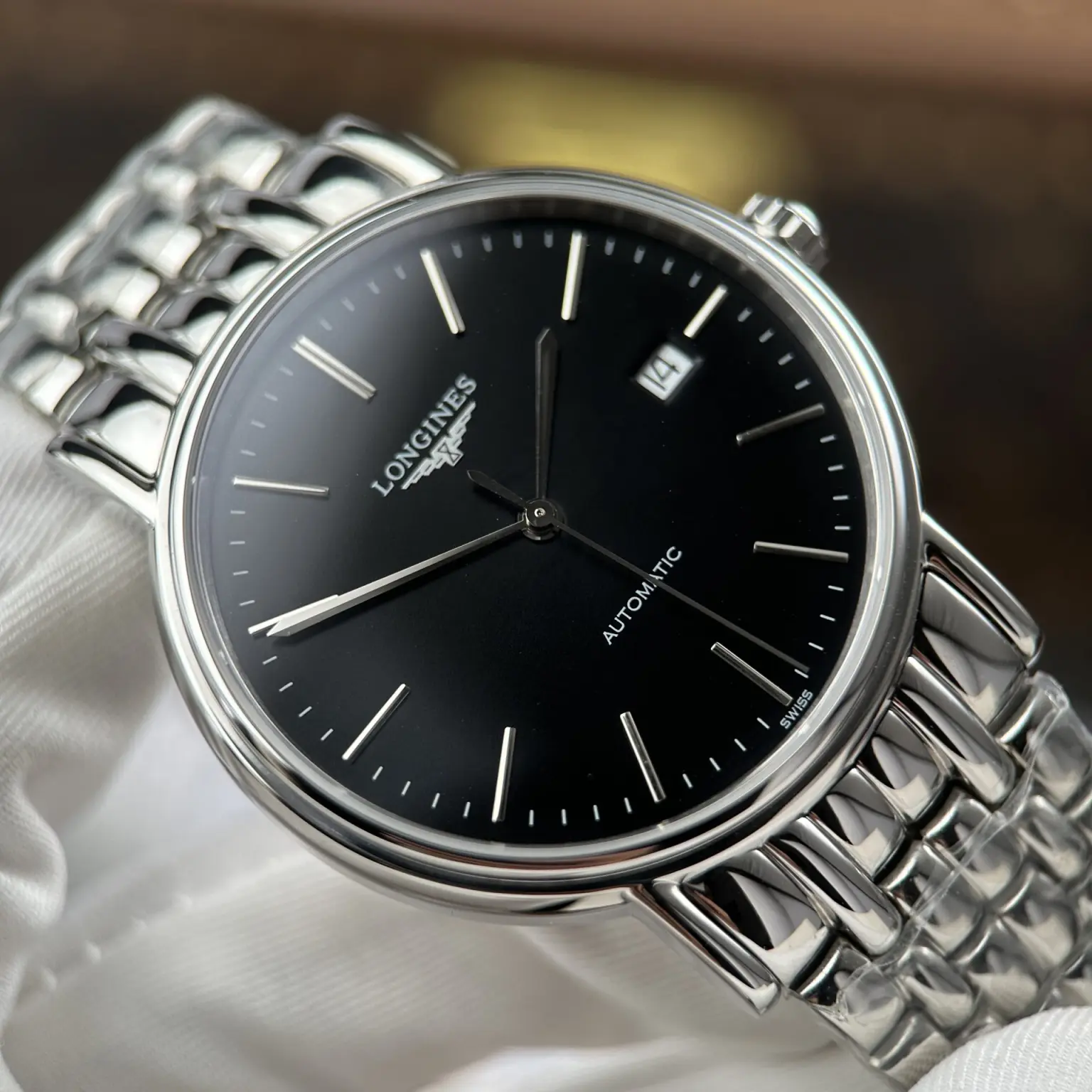 Longines Presence Automatic Watch – Swiss 1:1 Grade | Black Dial | 40mm | Stainless Steel Bracelet - Image 3