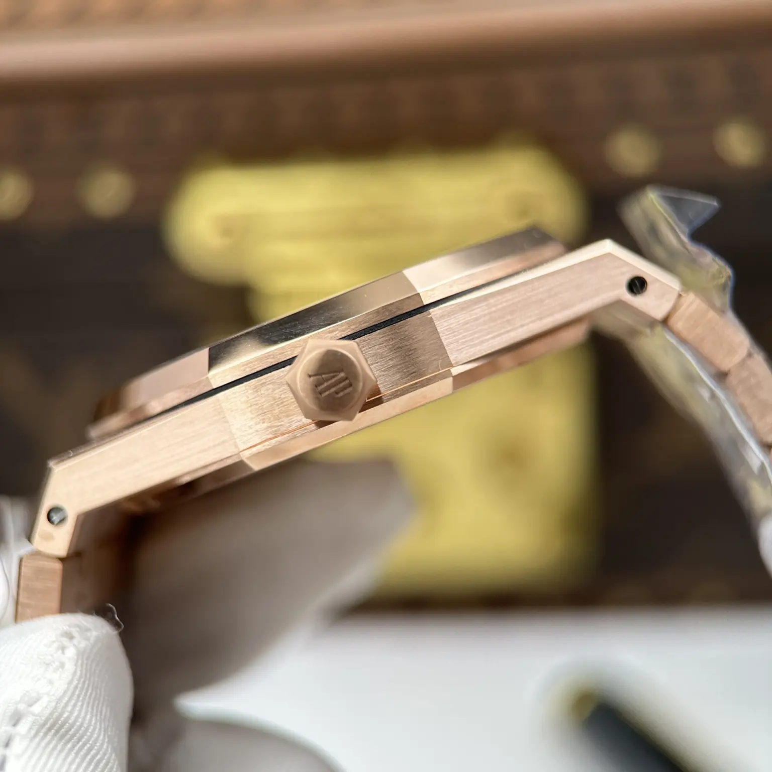 Audemars Piguet Royal Oak Openworked Frosted Automatic Watch – Swiss 1:1 Grade | Rose Gold Case | Skeleton Dial | Baguette Stone Bezel | 41mm - Image 7