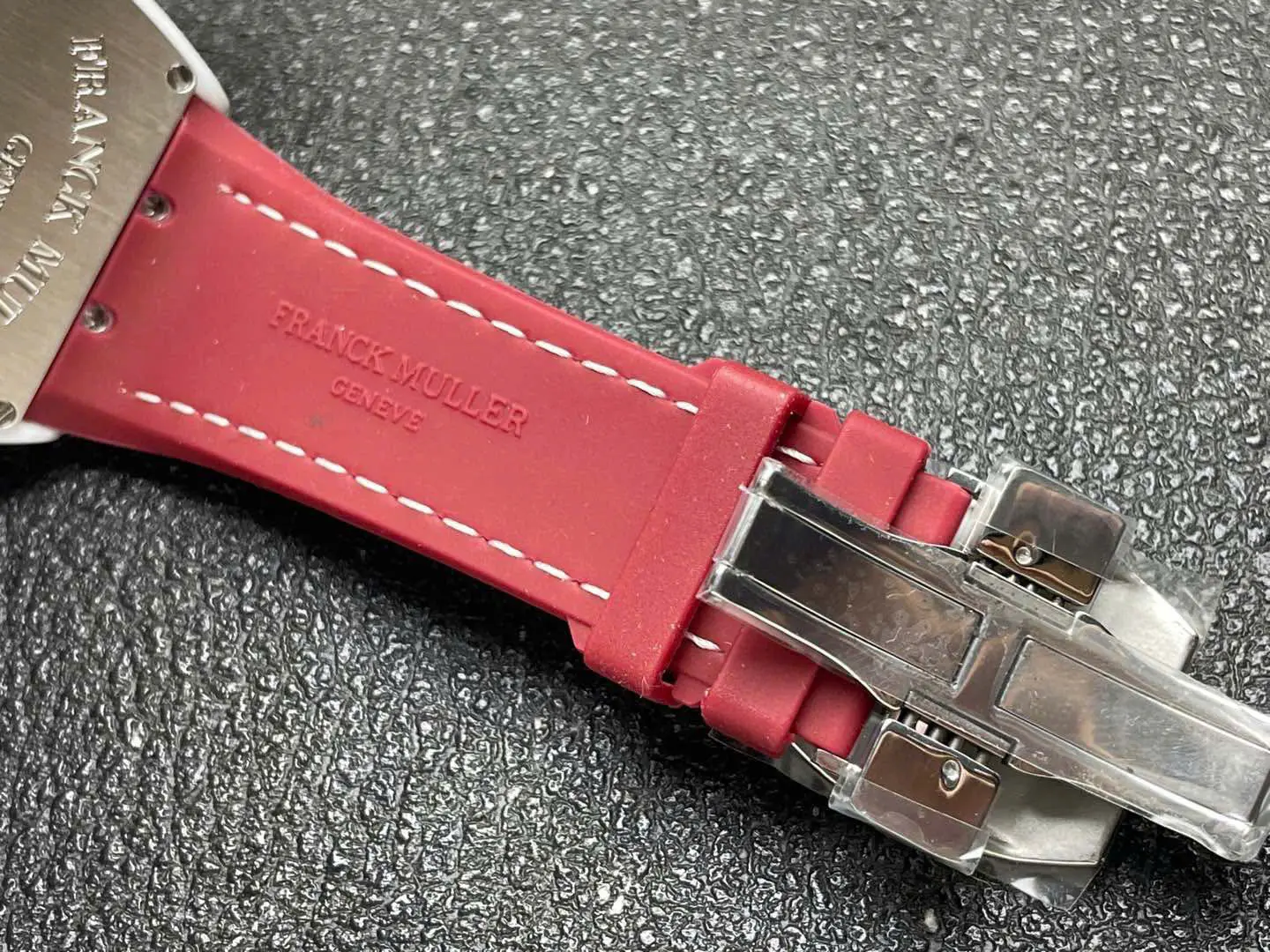 Franck Muller Vanguard V45 Tourbillon Watch – Swiss 1:1 Grade | Red Dial | White Ceramic Case | 45mm | Rubber + Fabric Strap - Image 9
