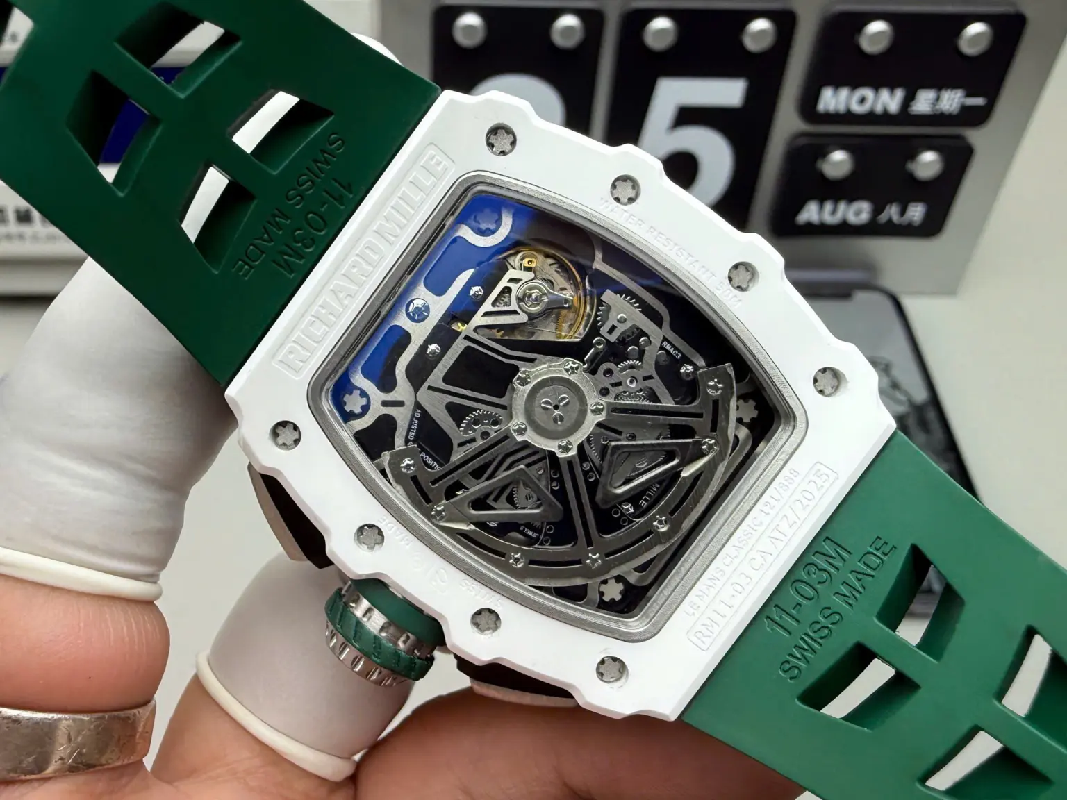 Richard Mille RM11-03 Chronograph Automatic Watch – Swiss 1:1 Grade | White Ceramic Case | 48mm | Rubber Strap - Image 8