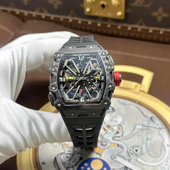 Richard Mille RM35-03 Rafael Nadal Automatic Watch – Swiss 1:1 Grade | Carbon TPT Black Case | 43.2×50mm | Rubber Strap