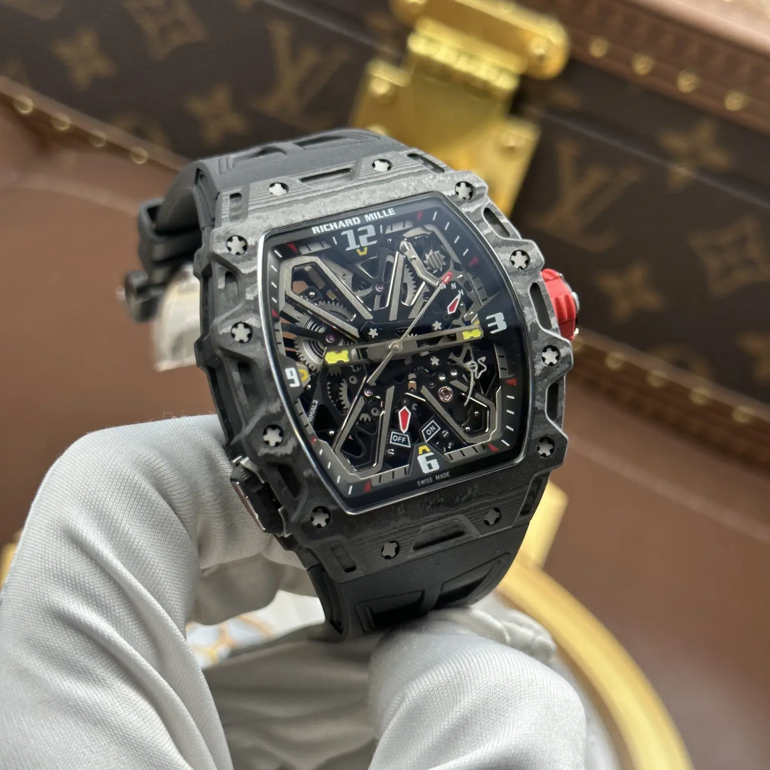 Richard Mille RM35-03 Rafael Nadal Automatic Watch – Swiss 1:1 Grade | Carbon TPT Black Case | 43.2×50mm | Rubber Strap - Image 3
